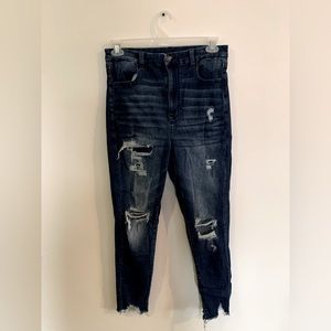 American eagle curvy highest rise distressed jegging jeans medium wash size 12.